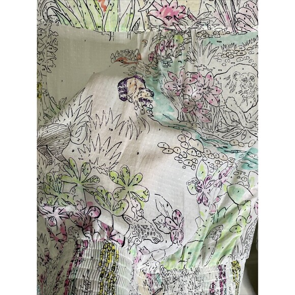 Anthropologie Maeve Color By Numbers Watercolor Rosa Blouse Size M Art To Wear - Picture 8 of 11